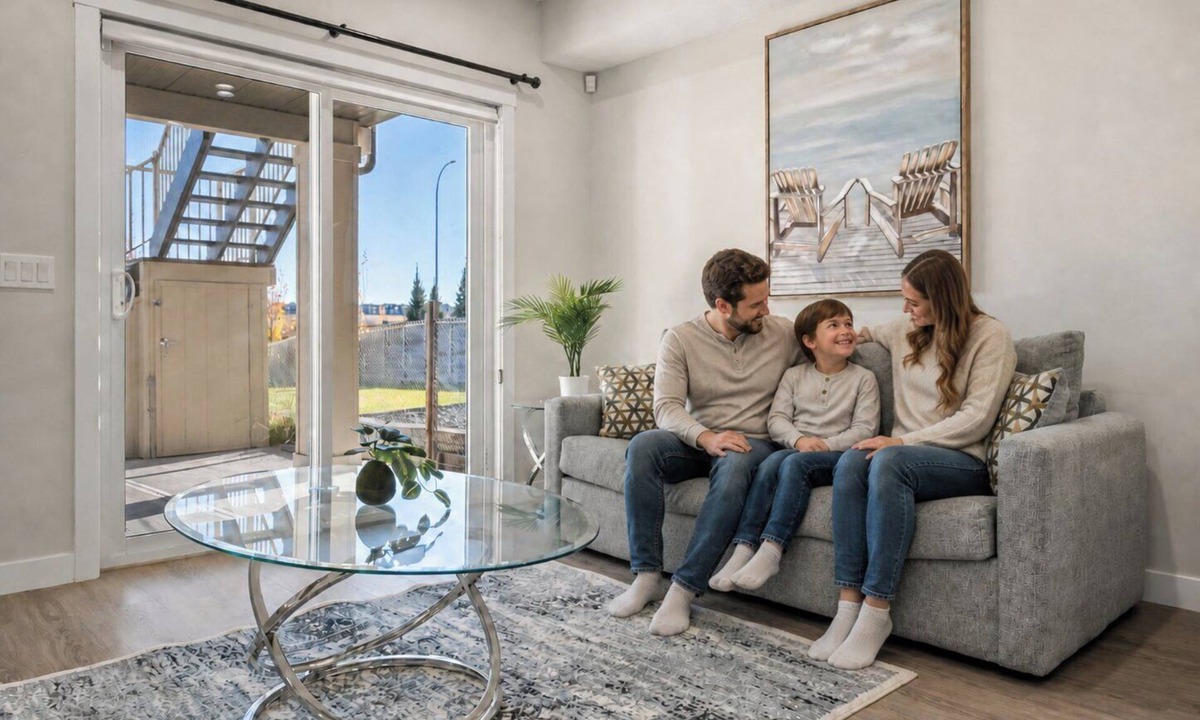 Sage Hill Apartment | 1BR Walk Out Suite » Backyard » Patio » 65” TV