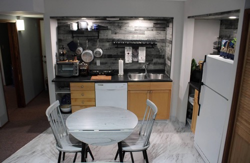 Hinton Apartment | Kitchenette Suite with King & Queen beds, Quiet Forest views from patio with BBQ