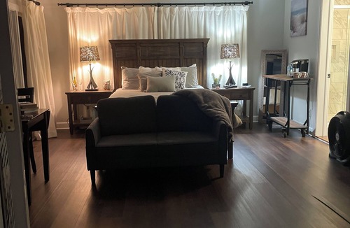 Myrick Estates House | Lakefront - private suite & entrance to one bedroom & private bath- hot tub