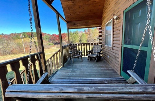 Laurel Springs Cabin | Meadow View- Firepit, Cozy Cabin, WIFI, Pond, Gas Fireplace, off Blue Ridge Parkway