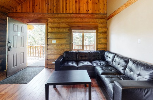 Lac Le Jeune Cabin | Restful rustic retreat with deck, full kitchen, & complimentary internet