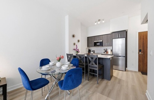 Kitchener Apartment | Stylish 2BR in Station Park | Private Patio + Spa, Gym & Bowling