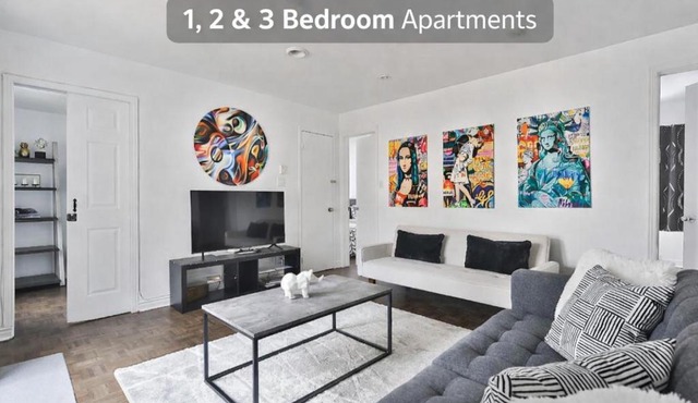 250 METERS to METRO BERRI UQAM - Spacious fully equipped APARTMENTS - 1 FREE PARKING per unit - in-unit Washer & Dryer - fully stocked KITCHEN - WORKSPACE PROVIDED - FAST WIFI - 5 minute walk to the FAMOUS ST CATHERINE & ST DENIS STREET