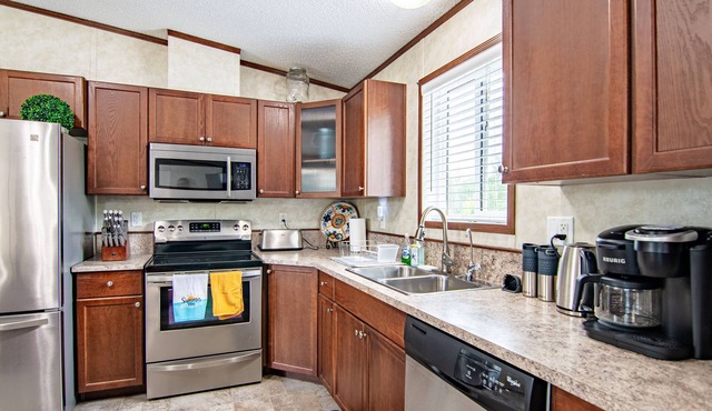 Across from the beach and in downtown Sylvan Lake