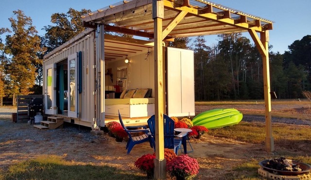 Cabernet Cottage on Water at Monroe Bay Winery, tiny container cottage
