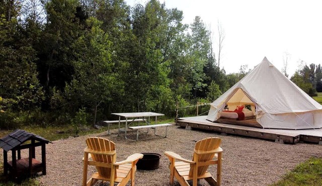 Fantastic Bell Tent Fire Pit and Barbecue Provided in Northern Bruce Peninsula, Ontario