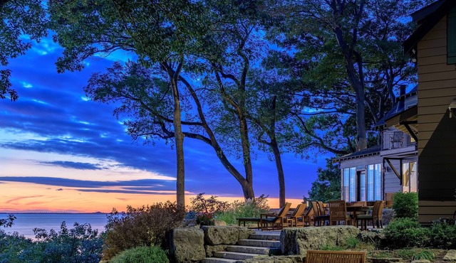 Magnificent lakefront home with private sand beach