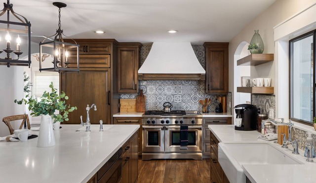 Pet-friendly 7-bed, 4-bath home w/ pool, spa, sports court, fire pit, playground