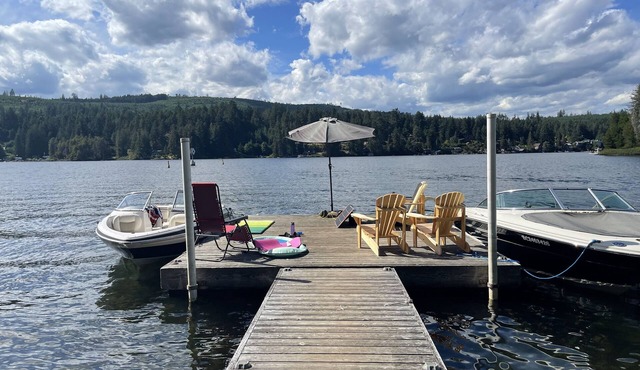Shawnigan Lake’s island off grid summer cabin in the middle of Shawnigan Lake.