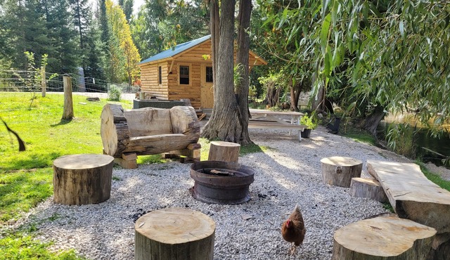 Wood cabin by the river